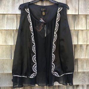 IMAN Global Chic Beaded Vest Chiffon Satin NWT NEW
